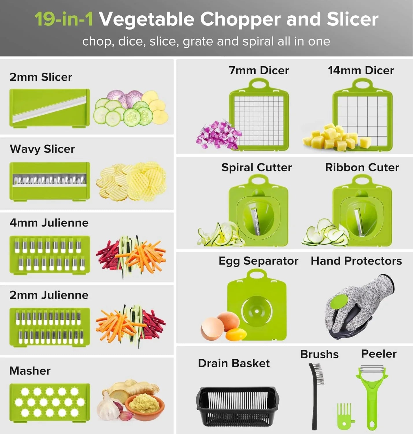 Hachoir à légumes et trancheuse 16 en 1 - Ghirbclic